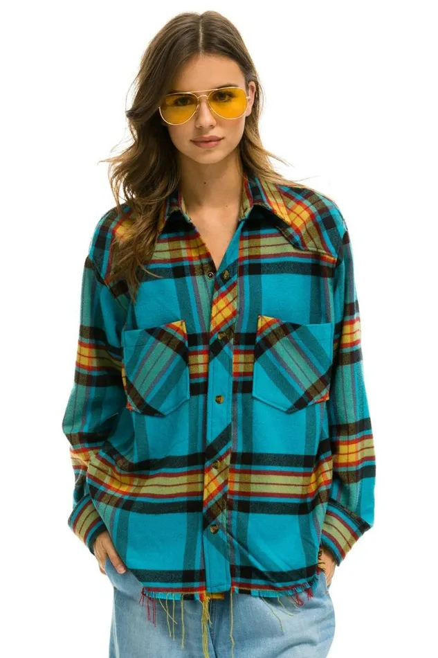 Women PLAID FLANNEL WESTERN SHIRT 8211 JACKSON PLAID Aviator Nation UnisexTees