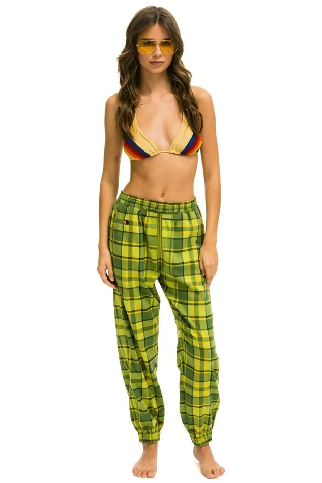 Women PLAID LODGE PANT 8211 AVOCADO PLAID Aviator Nation Sweatpants