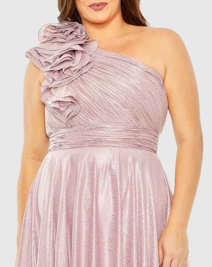 Women Plus Size Dresses Mac Duggal Floral Detail One Shoulder Gown Plus Lilac