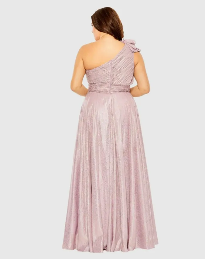 Women Plus Size Dresses Mac Duggal Floral Detail One Shoulder Gown Plus Lilac