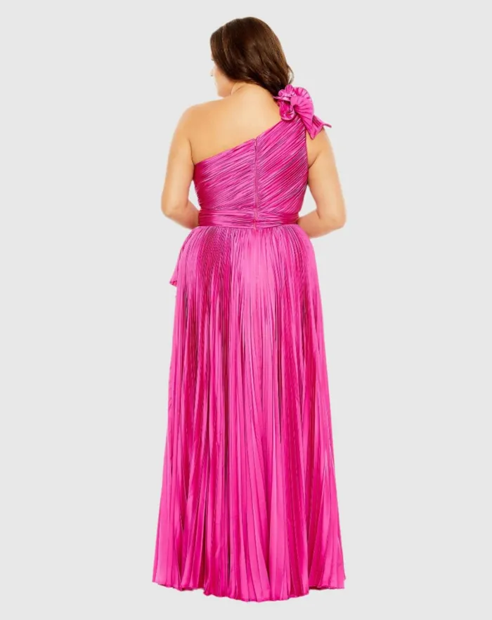 Women Plus Size Dresses Mac Duggal Pleated One Shoulder Rosette Detail Dress Apple Green Women Plus Size Dresses Mac Duggal Pleated One Shoulder Rosette Detail Dress Apple Green