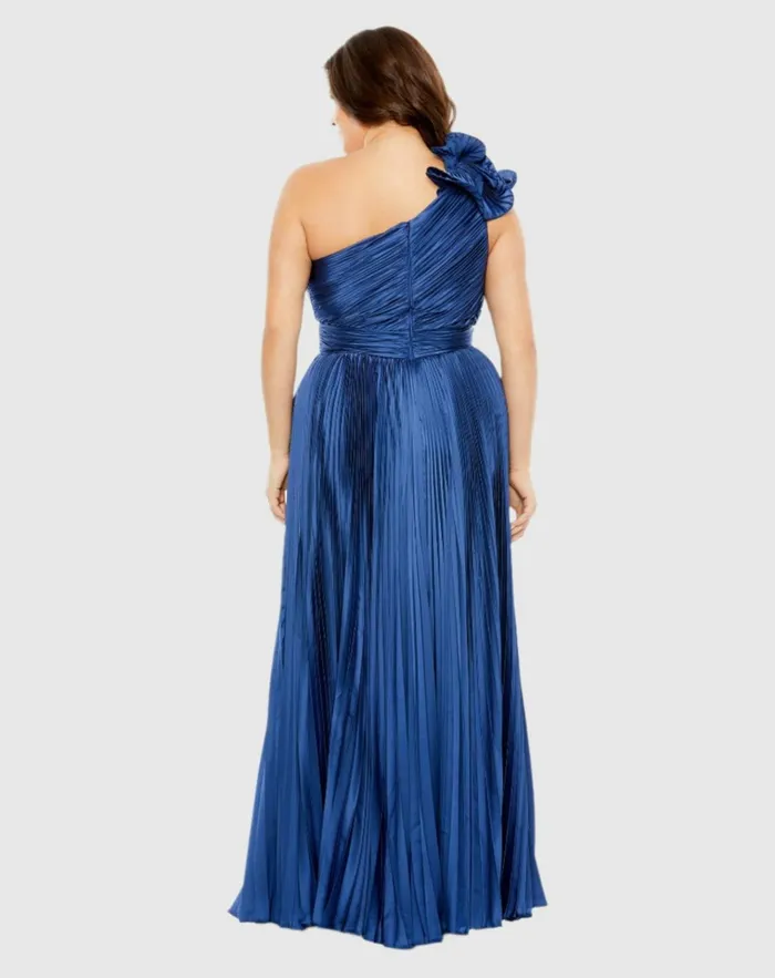 Women Plus Size Dresses Mac Duggal Pleated One Shoulder Rosette Detail Dress Apple Green Women Plus Size Dresses Mac Duggal Pleated One Shoulder Rosette Detail Dress Apple Green