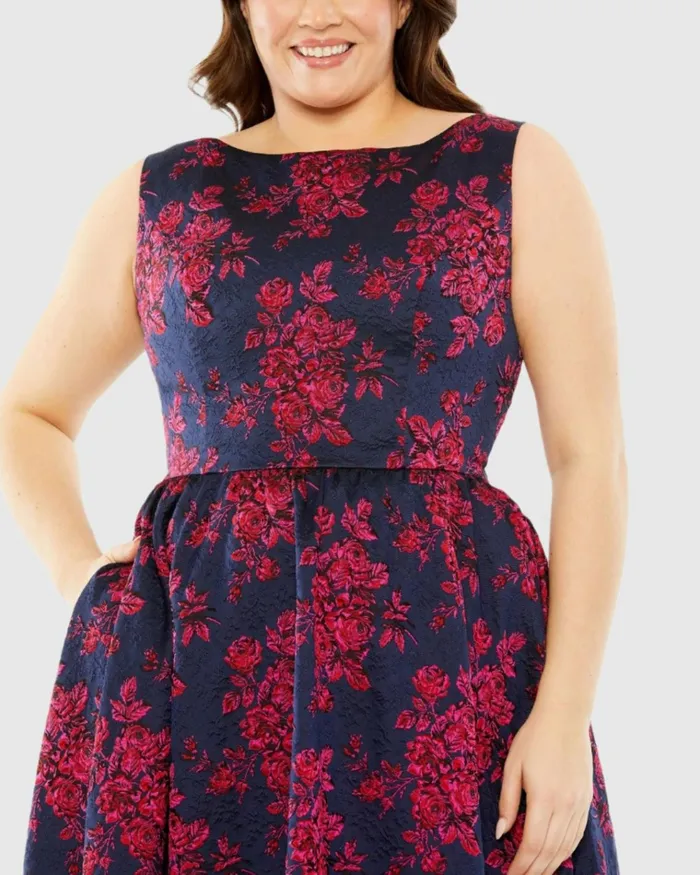 Women Plus Size Dresses Mac Duggal Sleeveless Floral Embroidered Dress Midnight Multi Women Plus Size Dresses Mac Duggal Sleeveless Floral Embroidered Dress Midnight Multi