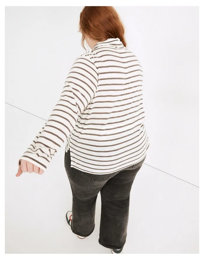 Women Plus Whisper Cotton Turtleneck In Esme Stripe Antique Cream Madewell Tees Women Plus Whisper Cotton Turtleneck In Esme Stripe Antique Cream Madewell Tees