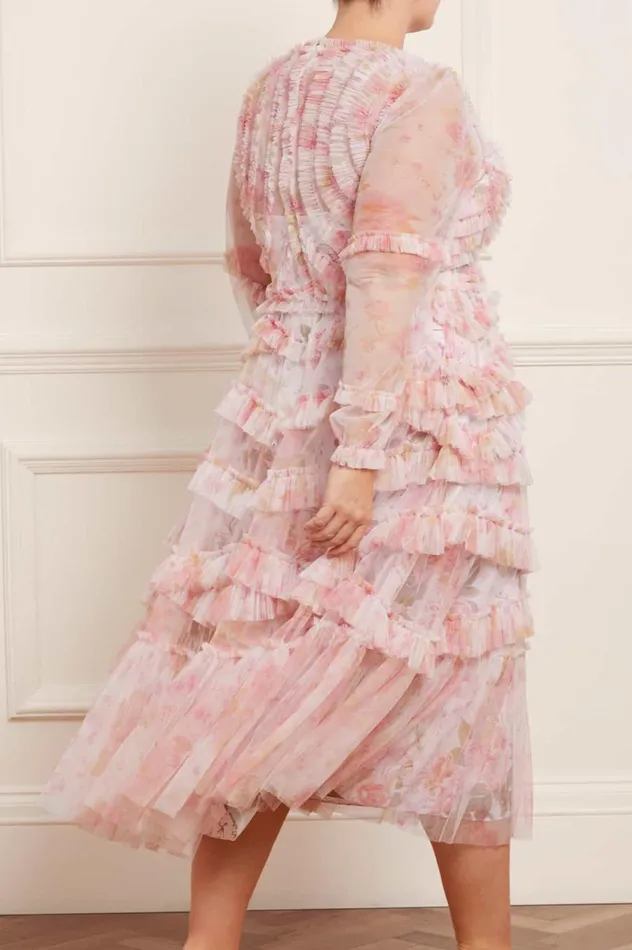 Women Printed Dresses Needle and Thread Rose Bluebell Ruffle Ballerina Dress Pink Women Printed Dresses Needle and Thread Rose Bluebell Ruffle Ballerina Dress Pink