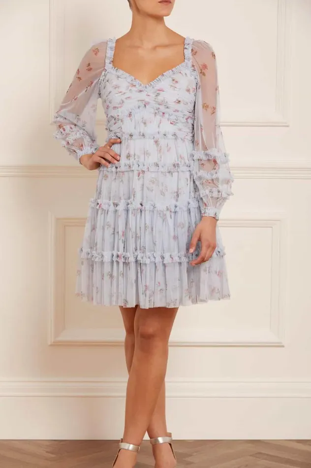 Women Printed Dresses Needle and Thread Scatter Ditsy Mini Dress Blue