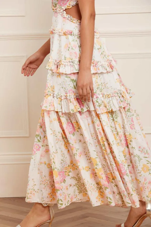 Women Printed Dresses Needle and Thread Sunrise Bloom Backless Cotton Ankle Gown Multi
