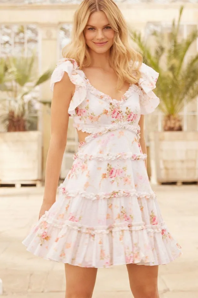 Women Printed Dresses Needle and Thread Trailing Blooms Cotton Backless Micro Mini Dress Multi Women Printed Dresses Needle and Thread Trailing Blooms Cotton Backless Micro Mini Dress Multi