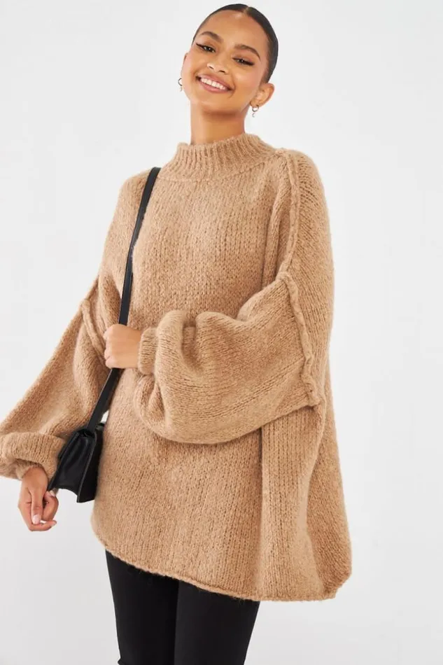 Women Pull Beige Fonc Textur Col Montant Darkbeige Brentiny Paris Sweaters and Sweatshirts Women Pull Beige Fonc Textur Col Montant Darkbeige Brentiny Paris Sweaters and Sweatshirts