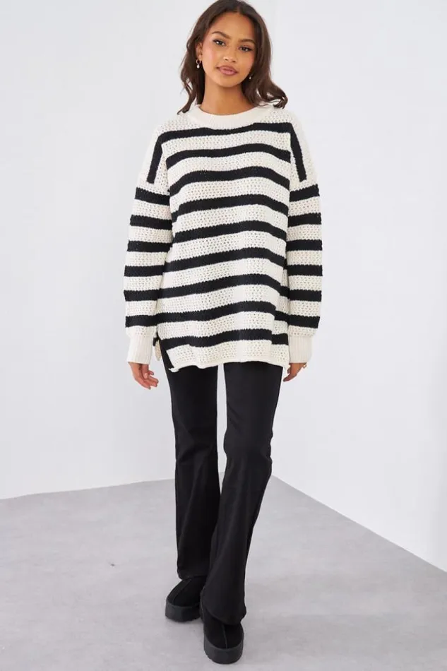 Women Pull Blanc Rayures Noires White Brentiny Paris Sweaters and Sweatshirts Women Pull Blanc Rayures Noires White Brentiny Paris Sweaters and Sweatshirts
