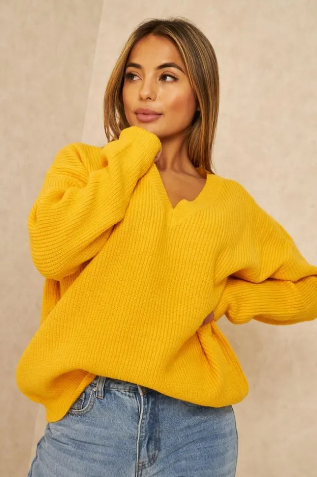Women Pull En Grosses Mailles Jaune Dcollet V Yellow Brentiny Paris Sweaters and Sweatshirts Women Pull En Grosses Mailles Jaune Dcollet V Yellow Brentiny Paris Sweaters and Sweatshirts