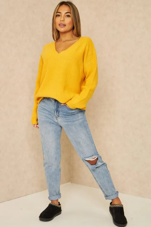 Women Pull En Grosses Mailles Jaune Dcollet V Yellow Brentiny Paris Sweaters and Sweatshirts Women Pull En Grosses Mailles Jaune Dcollet V Yellow Brentiny Paris Sweaters and Sweatshirts