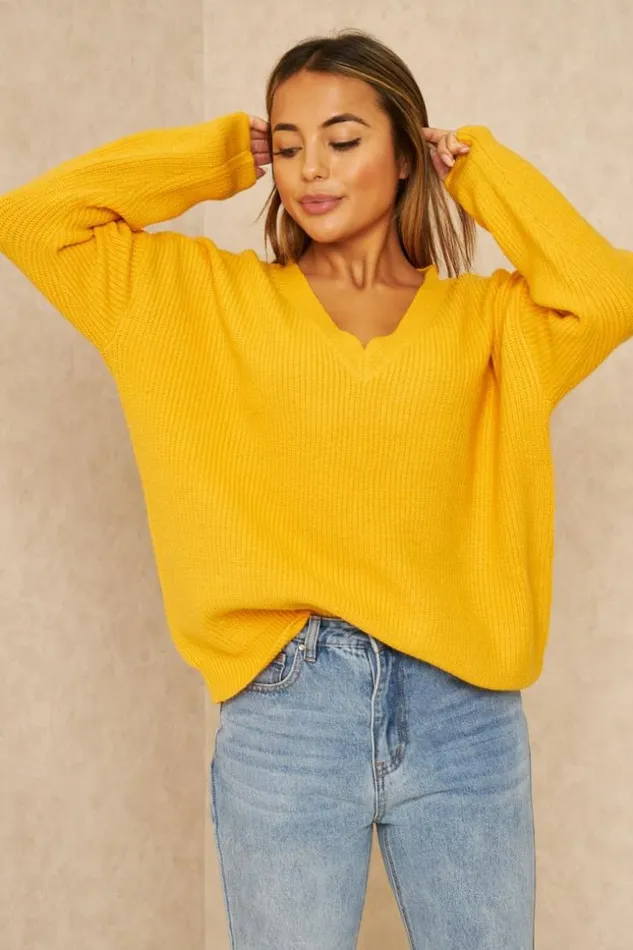 Women Pull En Grosses Mailles Jaune Dcollet V Yellow Brentiny Paris Sweaters and Sweatshirts Women Pull En Grosses Mailles Jaune Dcollet V Yellow Brentiny Paris Sweaters and Sweatshirts