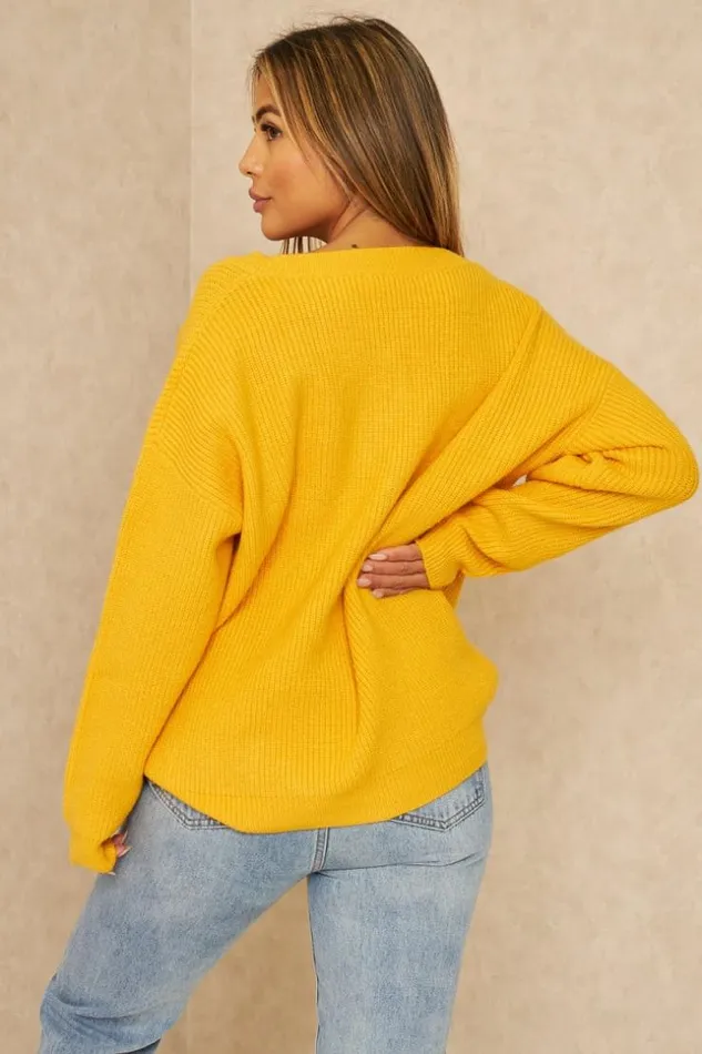 Women Pull En Grosses Mailles Jaune Dcollet V Yellow Brentiny Paris Sweaters and Sweatshirts Women Pull En Grosses Mailles Jaune Dcollet V Yellow Brentiny Paris Sweaters and Sweatshirts
