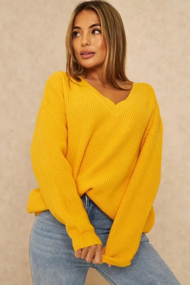 Women Pull En Grosses Mailles Jaune Dcollet V Yellow Brentiny Paris Sweaters and Sweatshirts Women Pull En Grosses Mailles Jaune Dcollet V Yellow Brentiny Paris Sweaters and Sweatshirts