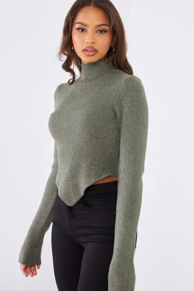 Women Pull Kaki Court En Laine Khaki Brentiny Paris Sweaters and Sweatshirts