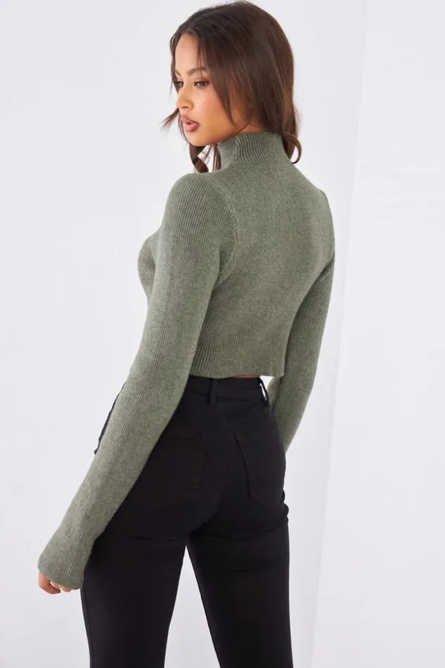 Women Pull Kaki Court En Laine Khaki Brentiny Paris Sweaters and Sweatshirts Women Pull Kaki Court En Laine Khaki Brentiny Paris Sweaters and Sweatshirts
