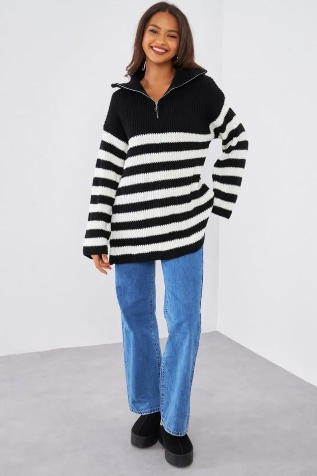 Women Pull Noir Et Blanc Rayures Black Brentiny Paris Sweaters and Sweatshirts Women Pull Noir Et Blanc Rayures Black Brentiny Paris Sweaters and Sweatshirts