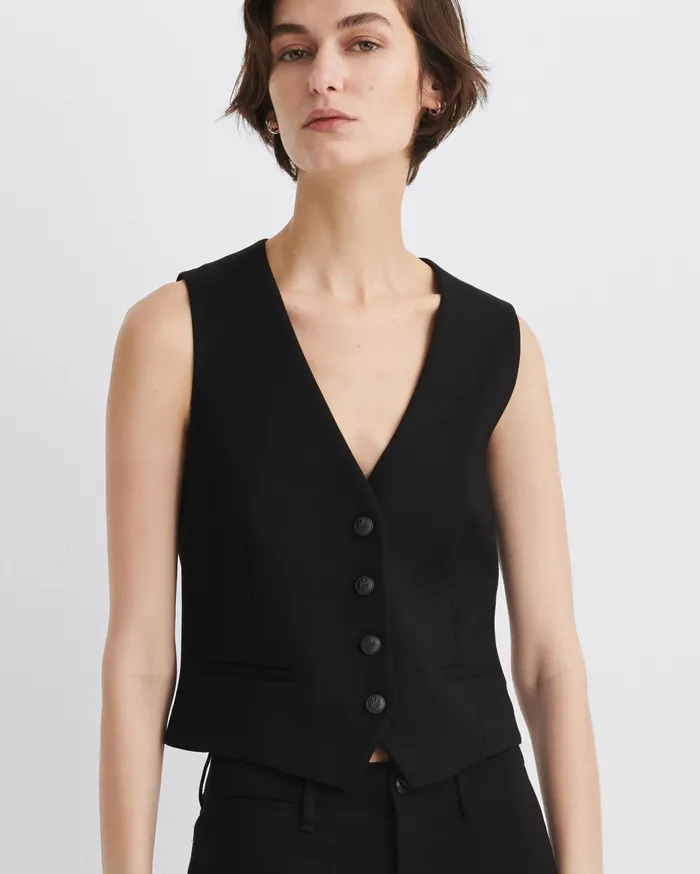 Women Rag and Bone Blazers and Vests Priya Ponte Vest Black