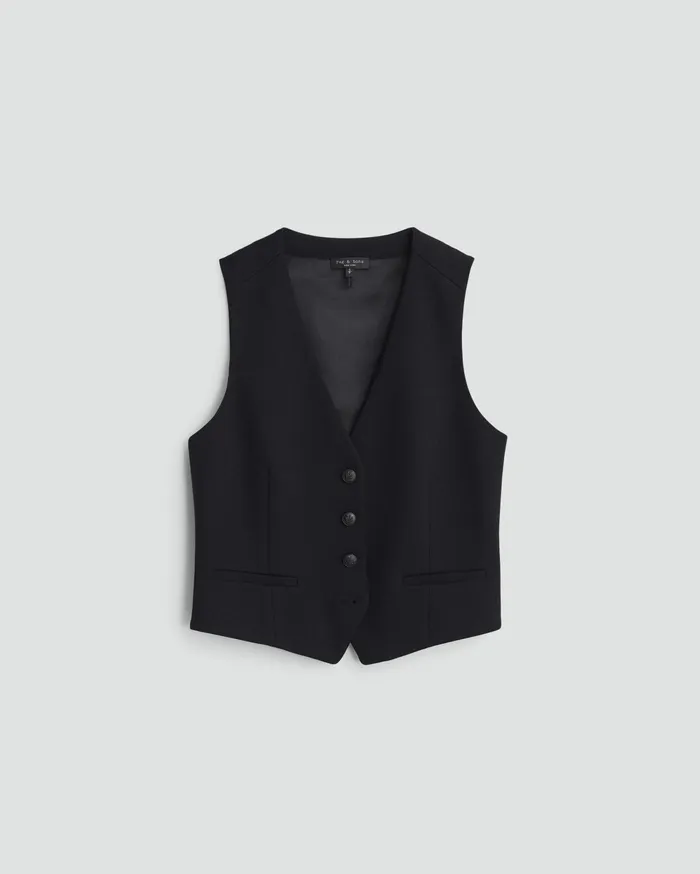 Women Rag and Bone Blazers and Vests Priya Ponte Vest Black Women Rag and Bone Blazers and Vests Priya Ponte Vest Black