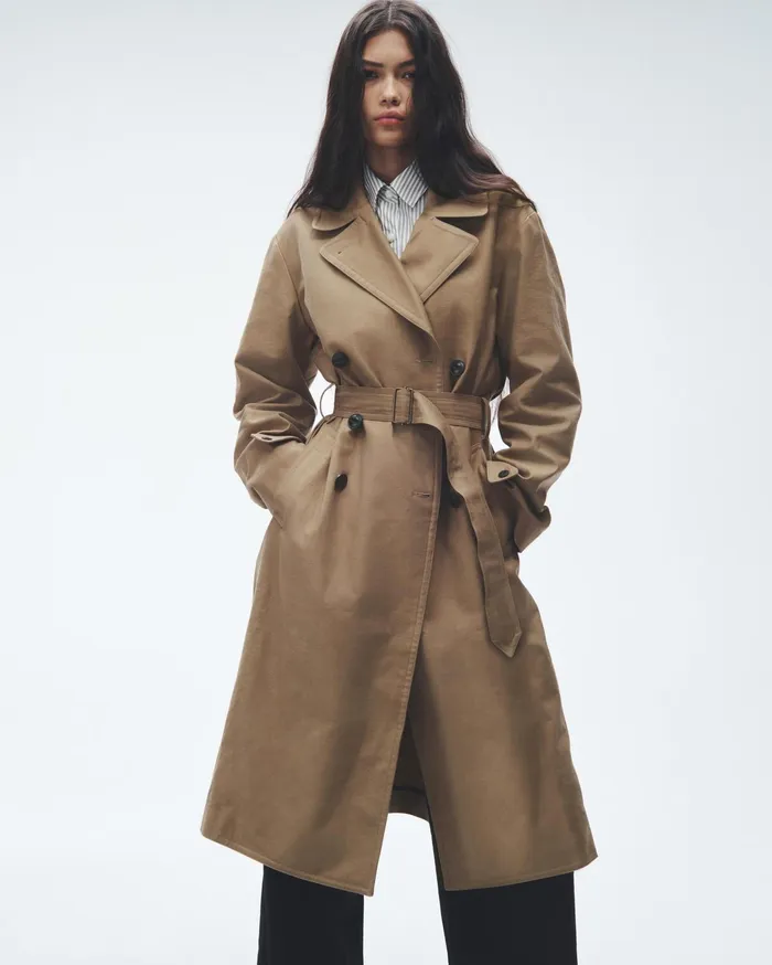 Women Rag and Bone Coats and Jackets Theresa Cotton Trench Coat Tobacco
