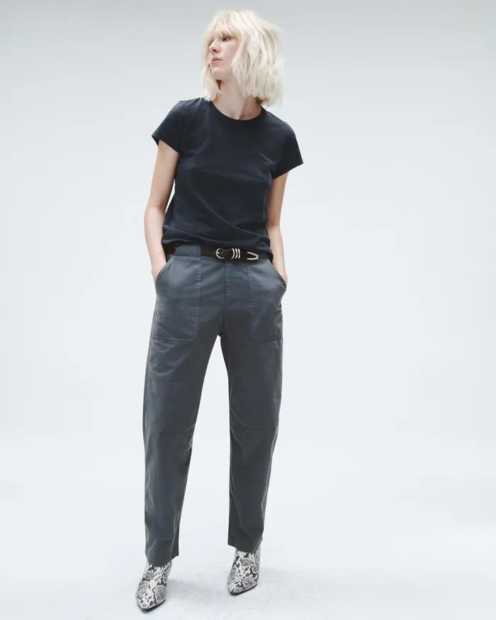 Women Rag and Bone Pants Leyton Full Length Cotton Pant Dark Grey
