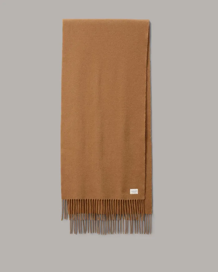 Women Rag and Bone Scarves and Ponchos Skinny Addison Recycled Wool Scarf Camel