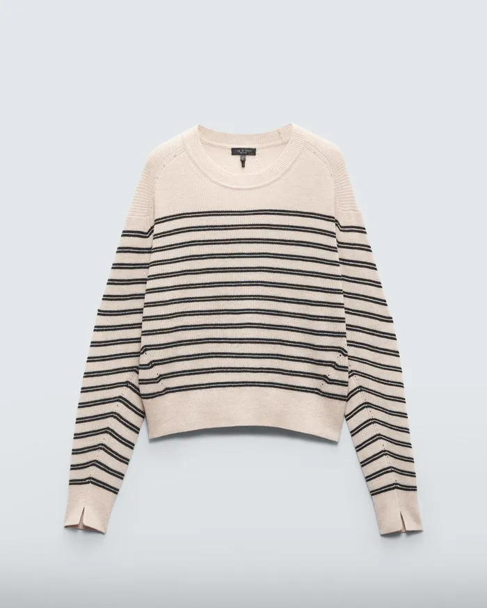 Women Rag and Bone Sweaters Bree Wool Crew Turtledove Multi Women Rag and Bone Sweaters Bree Wool Crew Turtledove Multi
