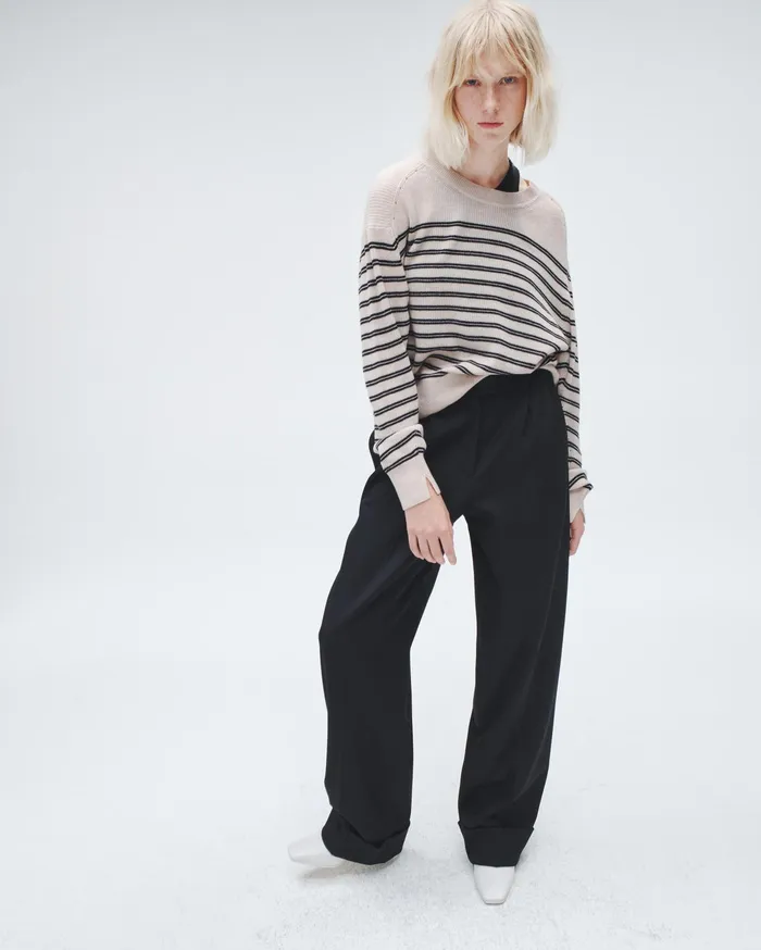 Women Rag and Bone Sweaters Bree Wool Crew Turtledove Multi Women Rag and Bone Sweaters Bree Wool Crew Turtledove Multi