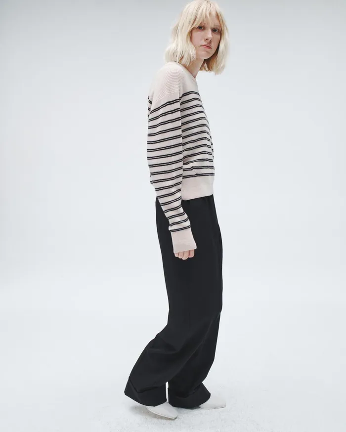 Women Rag and Bone Sweaters Bree Wool Crew Turtledove Multi Women Rag and Bone Sweaters Bree Wool Crew Turtledove Multi