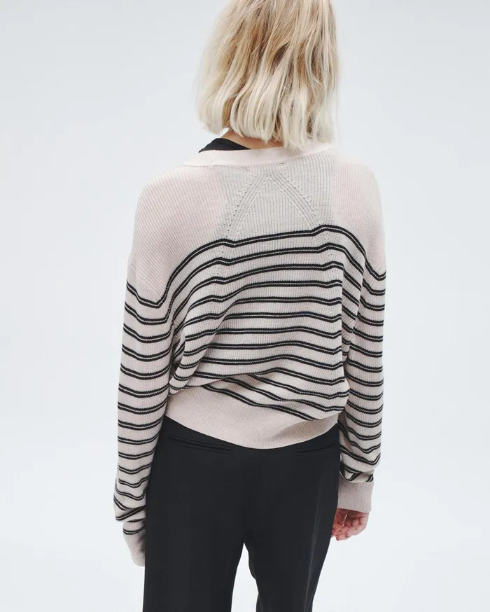 Women Rag and Bone Sweaters Bree Wool Crew Turtledove Multi Women Rag and Bone Sweaters Bree Wool Crew Turtledove Multi