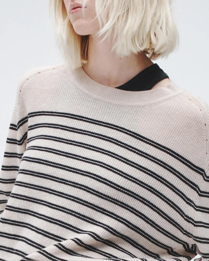 Women Rag and Bone Sweaters Bree Wool Crew Turtledove Multi Women Rag and Bone Sweaters Bree Wool Crew Turtledove Multi