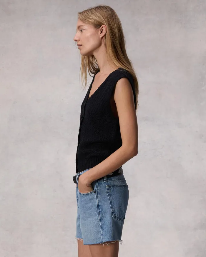 Women Rag and Bone Sweaters Jackie Cotton Linen Sweater Vest Black Women Rag and Bone Sweaters Jackie Cotton Linen Sweater Vest Black