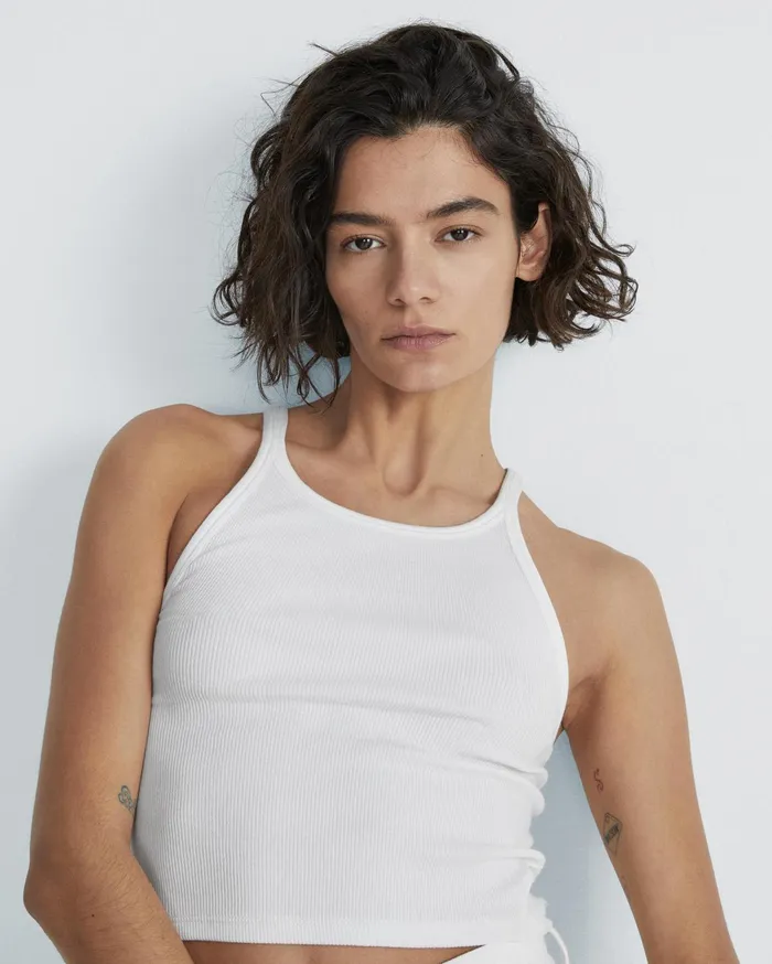 Women Rag and Bone TShirts The Essential Rib String Tank White