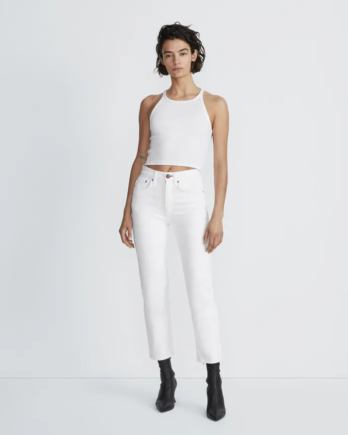 Women Rag and Bone TShirts The Essential Rib String Tank White Women Rag and Bone TShirts The Essential Rib String Tank White