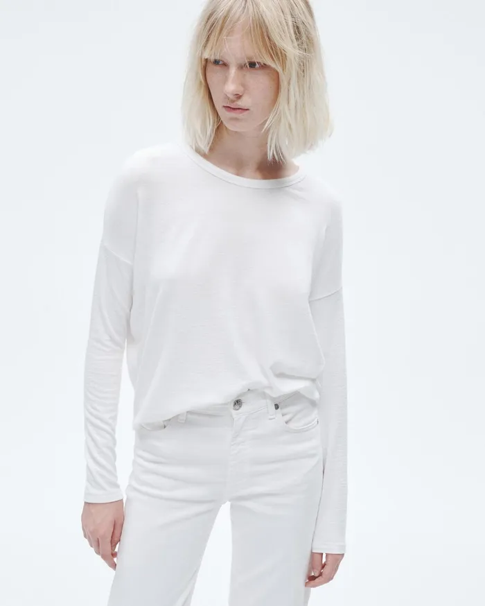 Women Rag and Bone TShirts The Knit Long Sleeve Tee White