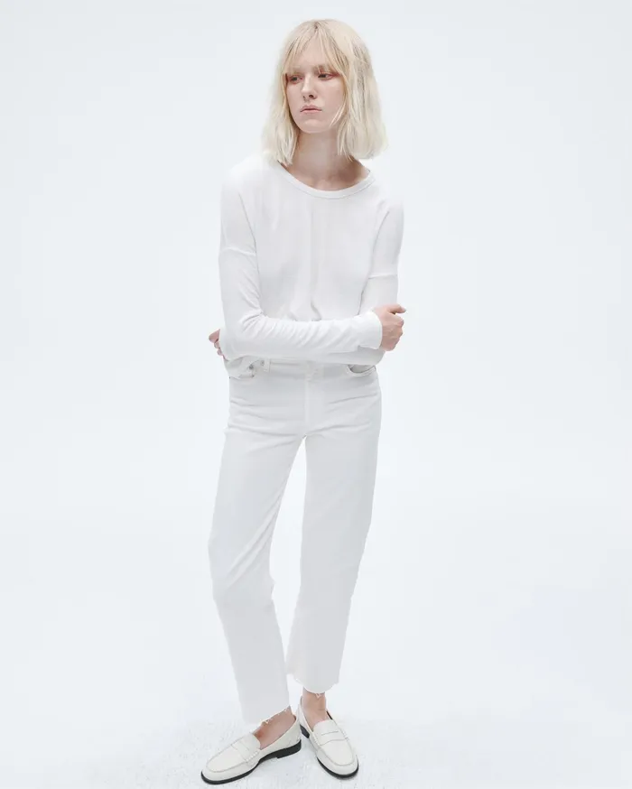 Women Rag and Bone TShirts The Knit Long Sleeve Tee White Women Rag and Bone TShirts The Knit Long Sleeve Tee White
