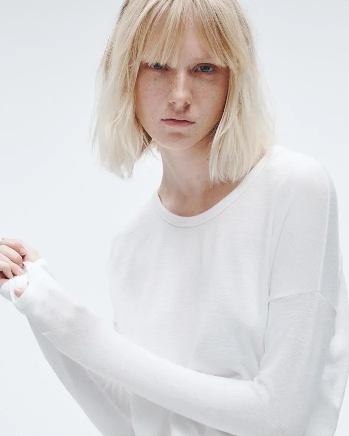 Women Rag and Bone TShirts The Knit Long Sleeve Tee White Women Rag and Bone TShirts The Knit Long Sleeve Tee White