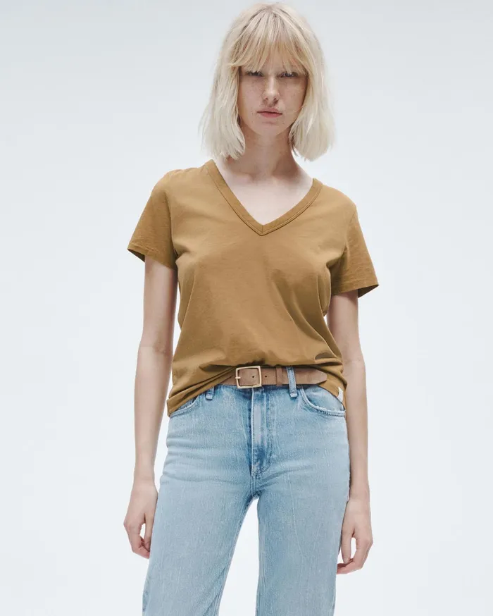 Women Rag and Bone TShirts The Slub Vee Khaki