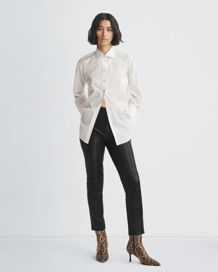 Women Rag and Bone Tops Diana Cotton Poplin Shirt White