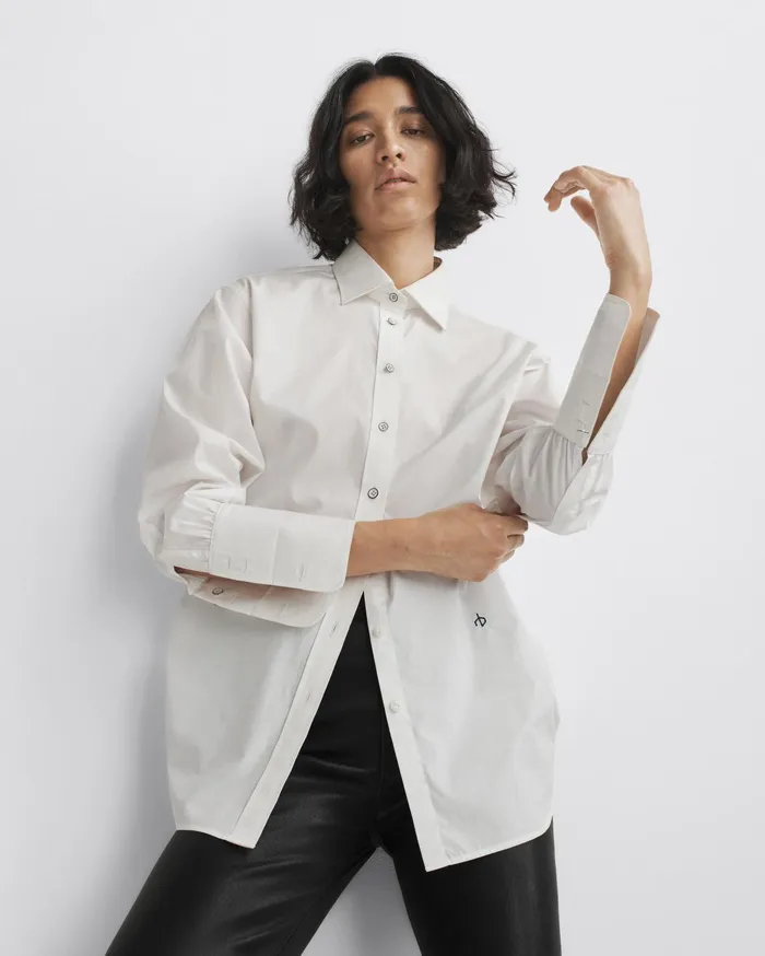 Women Rag and Bone Tops Diana Cotton Poplin Shirt White Women Rag and Bone Tops Diana Cotton Poplin Shirt White