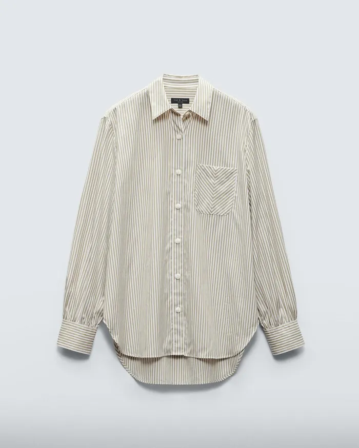 Women Rag and Bone Tops Maxine Cotton Poplin Shirt Silver Stripe Women Rag and Bone Tops Maxine Cotton Poplin Shirt Silver Stripe