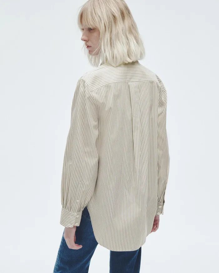Women Rag and Bone Tops Maxine Cotton Poplin Shirt Silver Stripe Women Rag and Bone Tops Maxine Cotton Poplin Shirt Silver Stripe