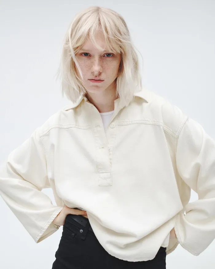 Women Rag and Bone Tops Ultra Featherweight Emily Popover Ecru