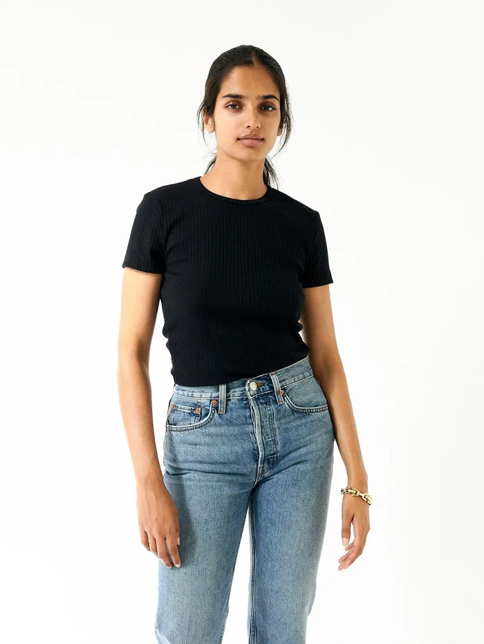 Women REDONE 8211 60s Short Sleeve Tee In Black The UNDONE Tops