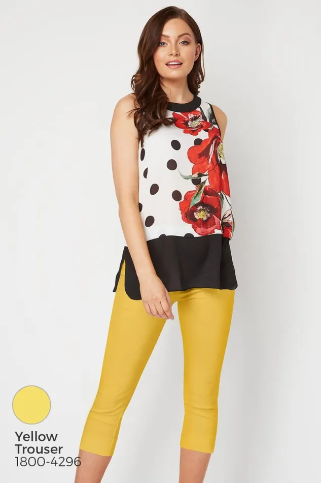 Women Red Contrast Layer Spot Floral Top Roman Tops