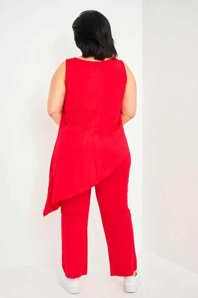 Women Red Top Pants Set Red Brentiny Paris See Everything