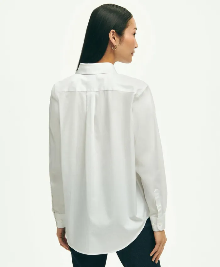 Women Relaxed Fit Stretch Supima Cotton NonIron Dress Shirt White Brooks Brothers Blouses and Shirts