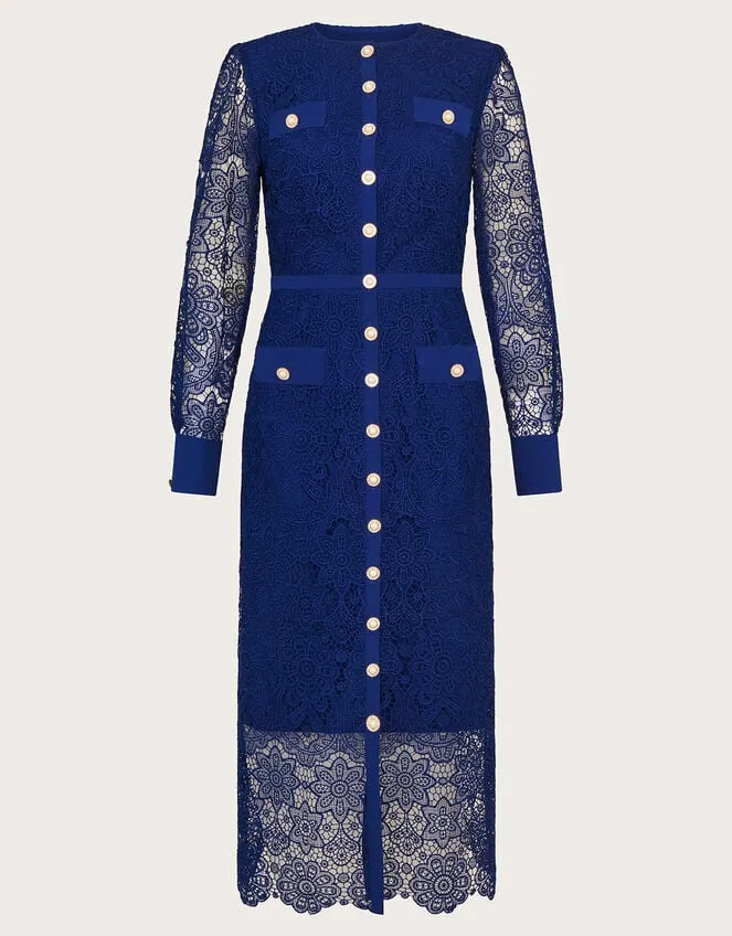 Women Reyna Lace Dress Blue Monsoon Occasionwear