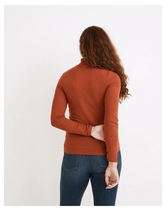 Women Ribbed Turtleneck Top Rusty Torch Madewell Tees Women Ribbed Turtleneck Top Rusty Torch Madewell Tees